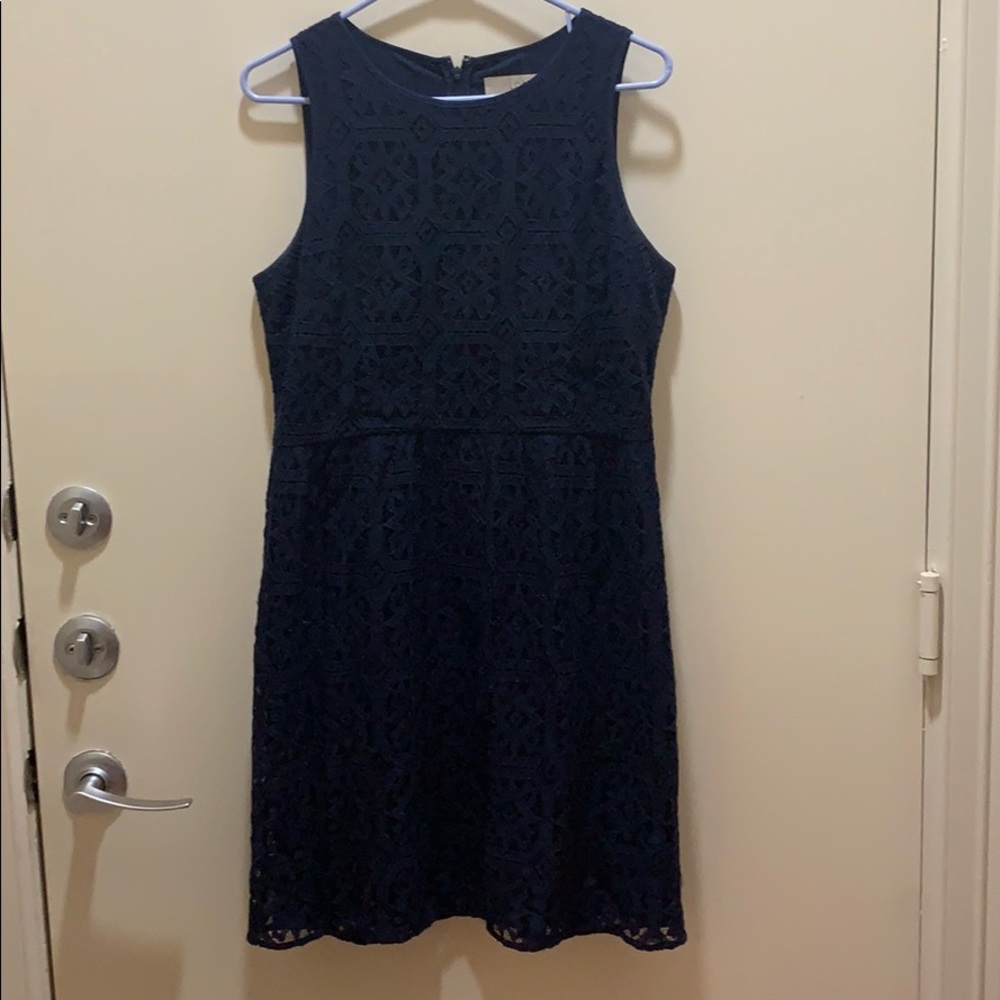 Navy lace sleeveless dress